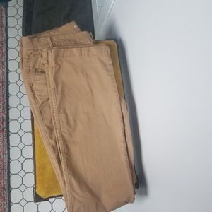 Bootcut khaki chinos.